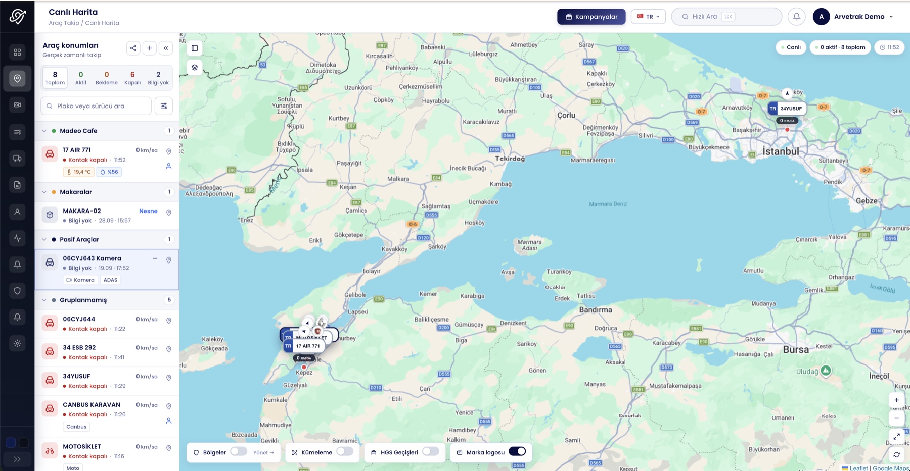 arvetrak canlı harita paneli