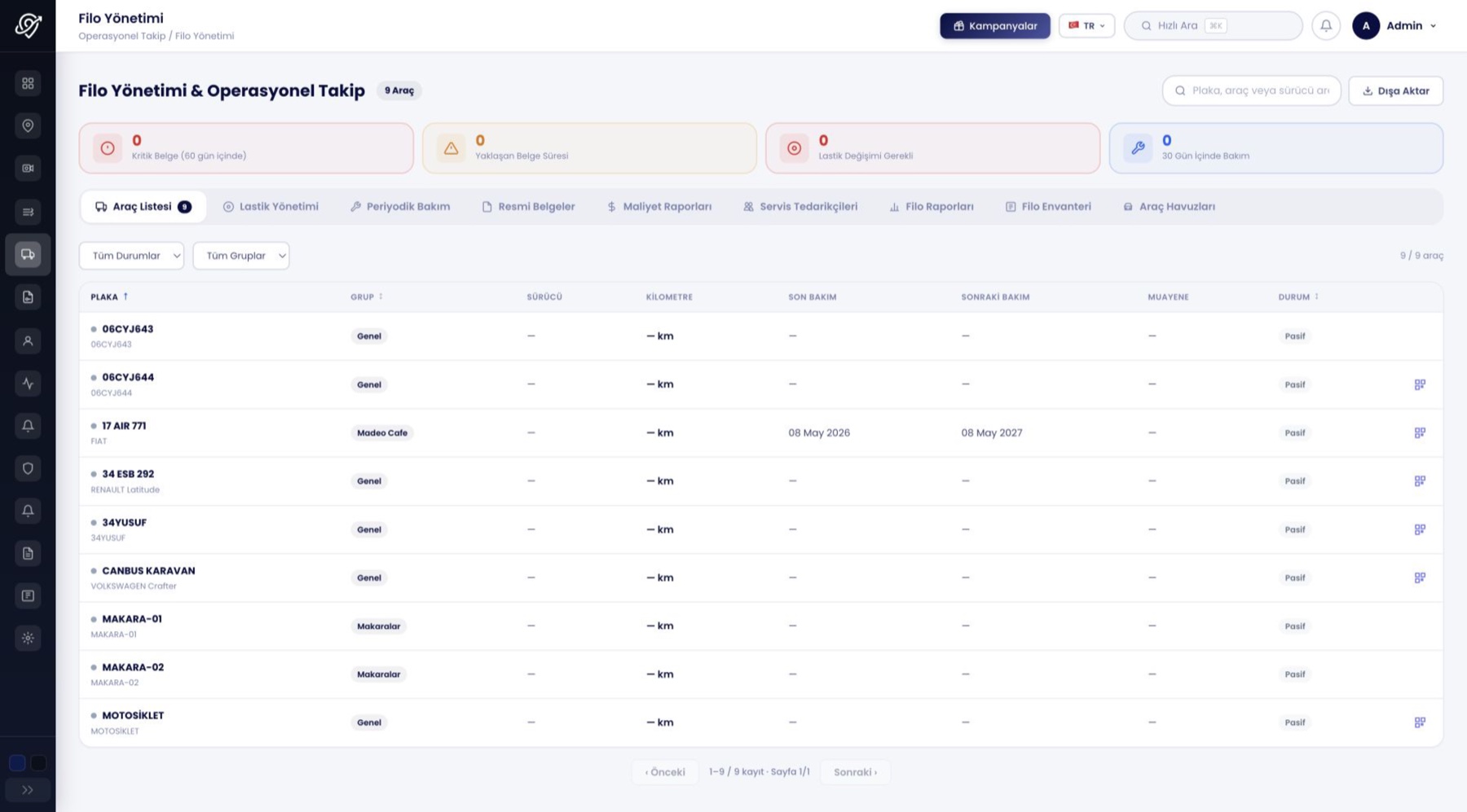 arvetrak web panel filo yönetimi