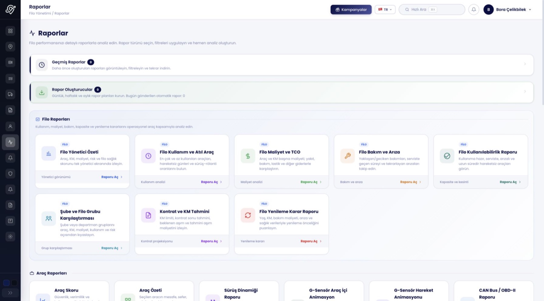 arvetrak web panel raporlama merkezi