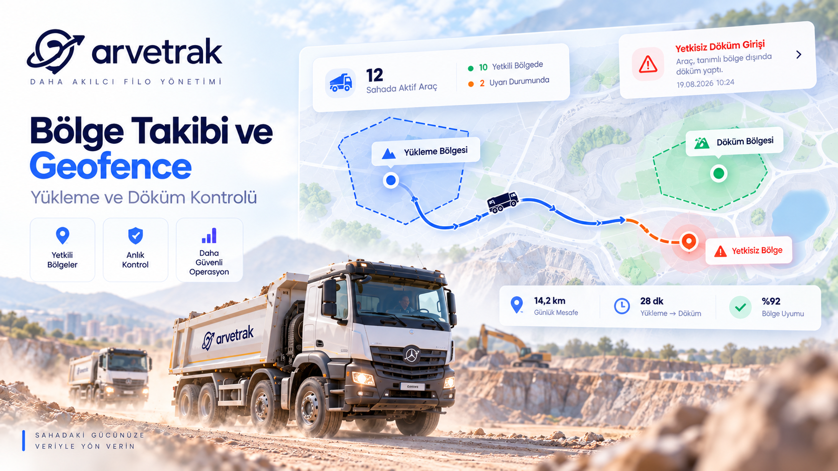 Bölge tanımlama ile yükleme ve döküm sahaları nasıl takip edilir?