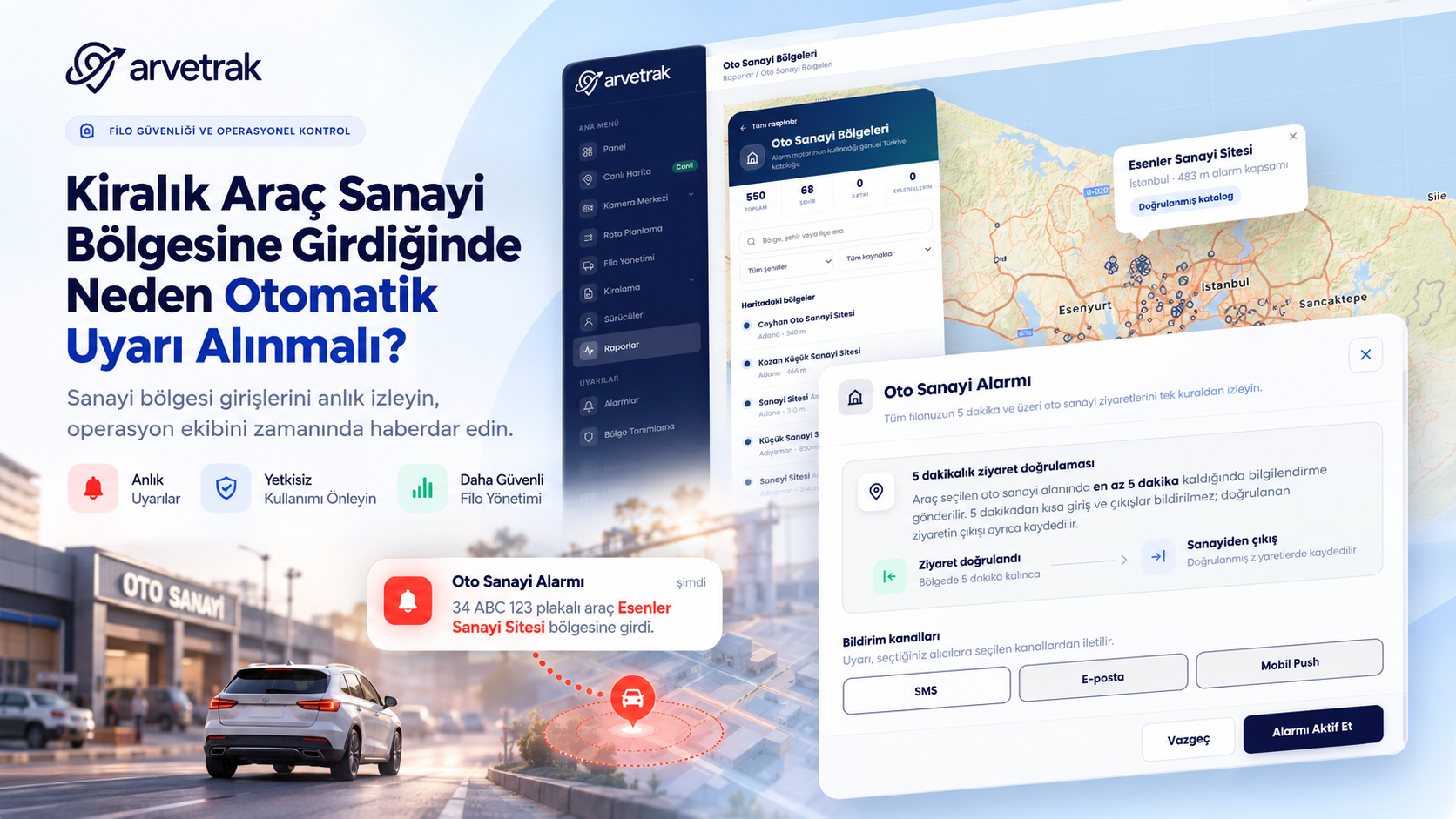 Kiralık Araç Sanayi Bölgesine Girdiğinde Neden Otomatik Uyarı Alınmalı?