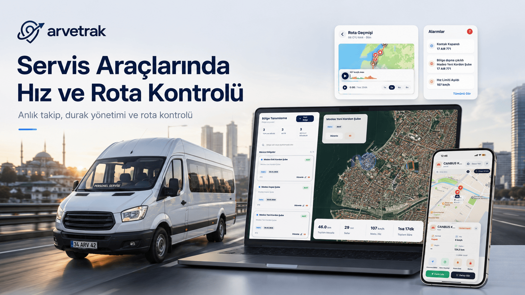 Servis araçları saha kontrolü.