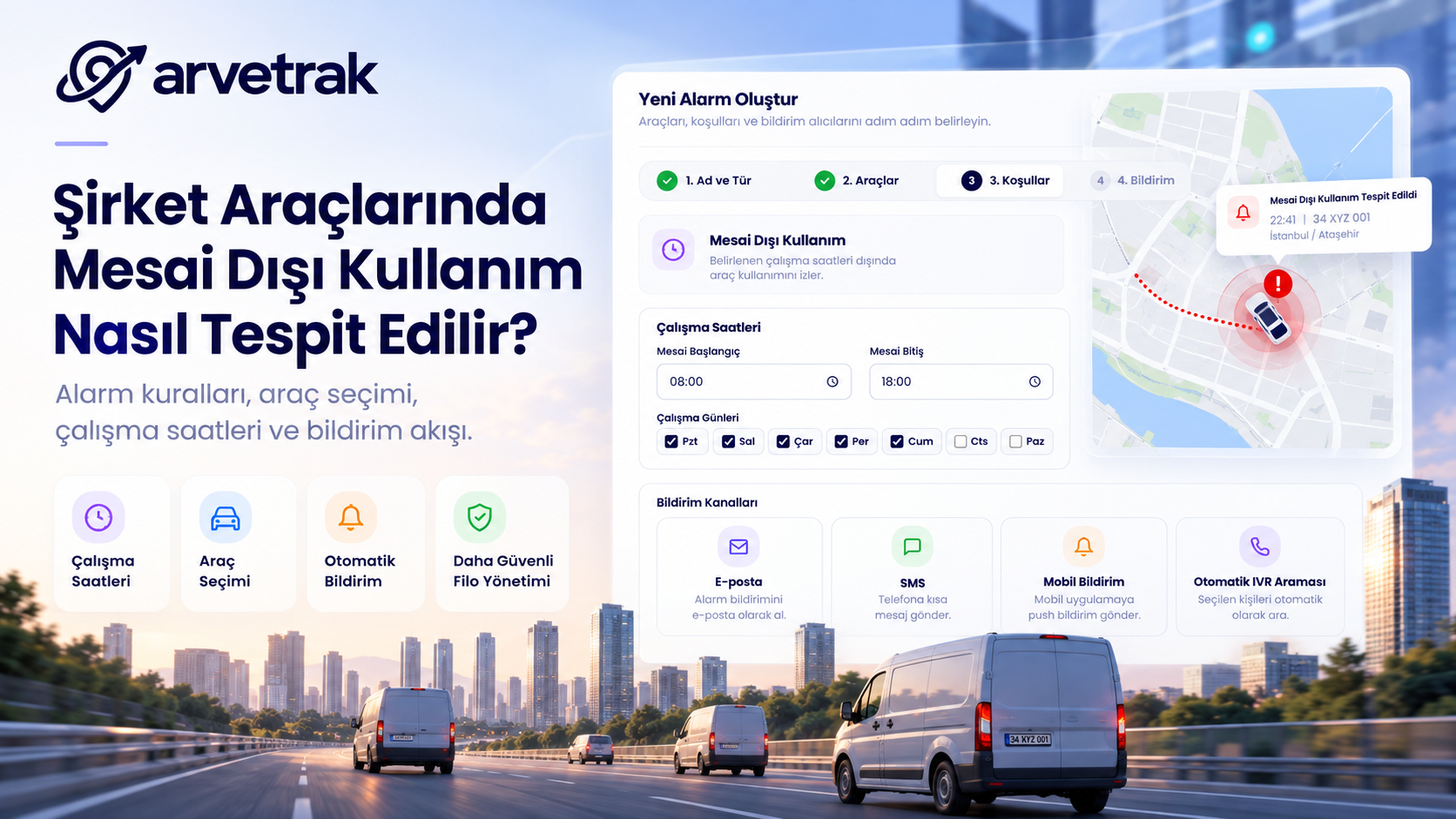 Şirket araçlarında mesai dışı kullanım ve rota kontrolü