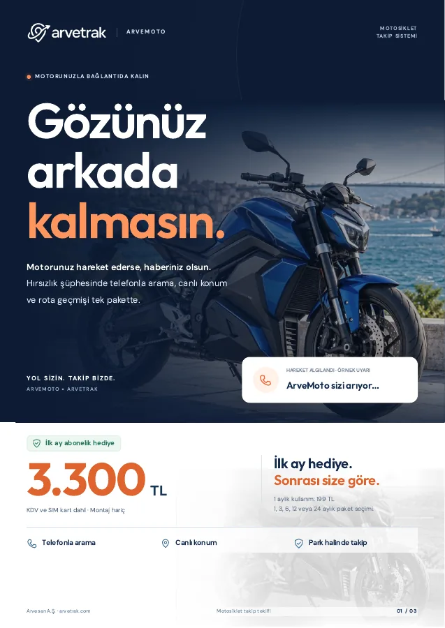 Arvetrak Motosiklet Takip Teklifi kapak görseli