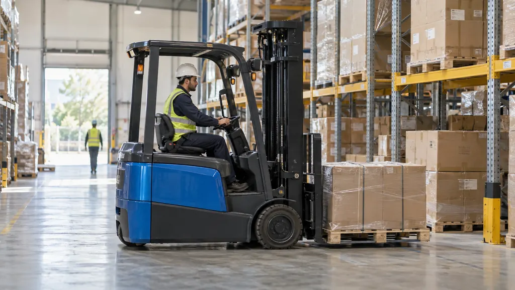Depo yükleme alanında çalışan forklift ve ticari araçlar — temsili kullanım senaryosu